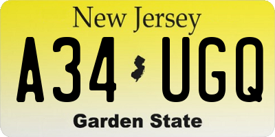 NJ license plate A34UGQ