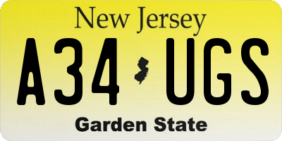 NJ license plate A34UGS