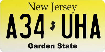 NJ license plate A34UHA