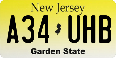 NJ license plate A34UHB