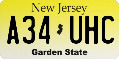 NJ license plate A34UHC