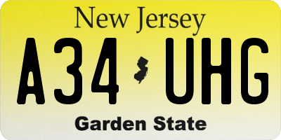 NJ license plate A34UHG