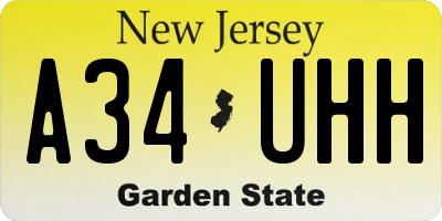 NJ license plate A34UHH