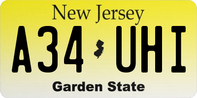 NJ license plate A34UHI
