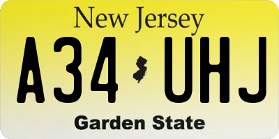 NJ license plate A34UHJ