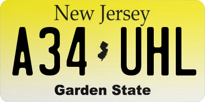 NJ license plate A34UHL