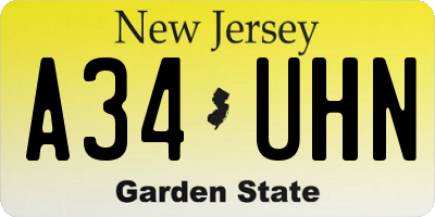 NJ license plate A34UHN