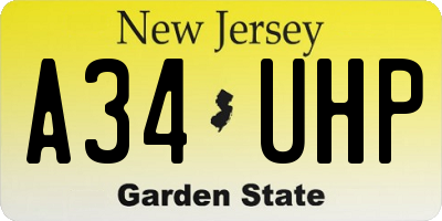 NJ license plate A34UHP