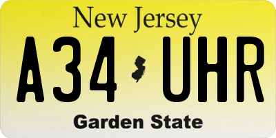 NJ license plate A34UHR