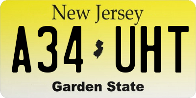 NJ license plate A34UHT
