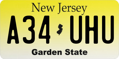 NJ license plate A34UHU