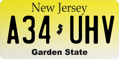 NJ license plate A34UHV
