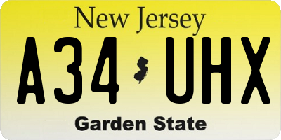 NJ license plate A34UHX
