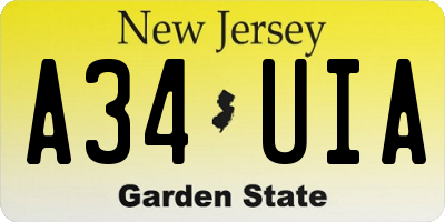 NJ license plate A34UIA