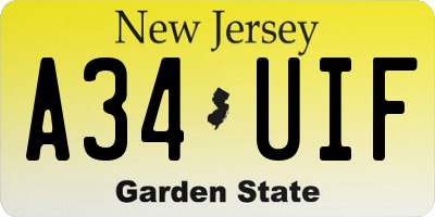 NJ license plate A34UIF