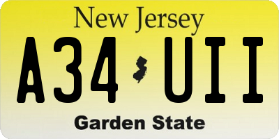 NJ license plate A34UII