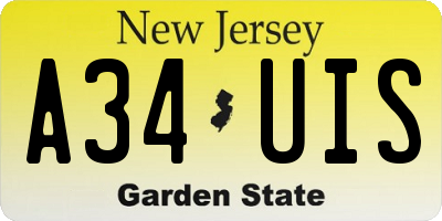 NJ license plate A34UIS