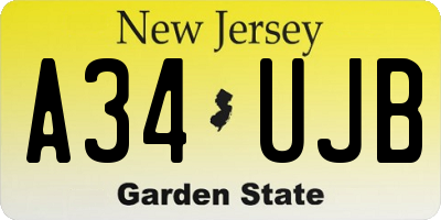 NJ license plate A34UJB