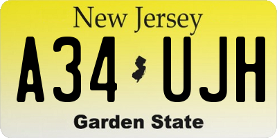 NJ license plate A34UJH