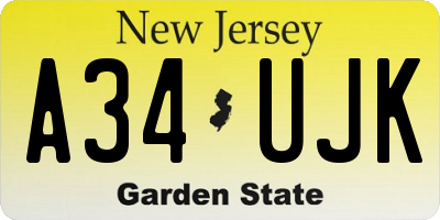 NJ license plate A34UJK