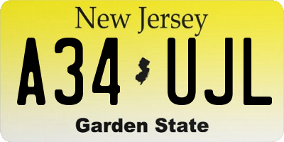 NJ license plate A34UJL