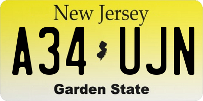 NJ license plate A34UJN
