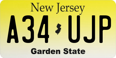 NJ license plate A34UJP