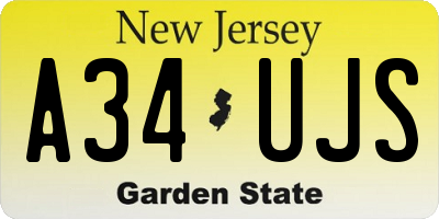 NJ license plate A34UJS