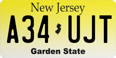NJ license plate A34UJT