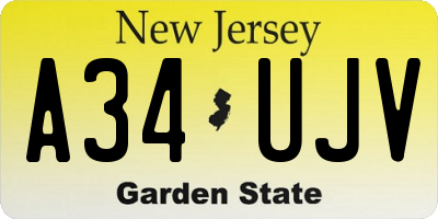 NJ license plate A34UJV