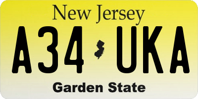 NJ license plate A34UKA