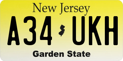 NJ license plate A34UKH