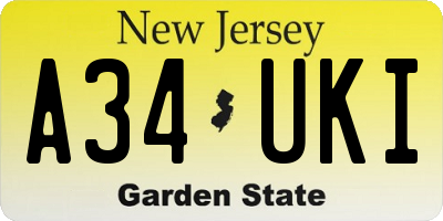NJ license plate A34UKI