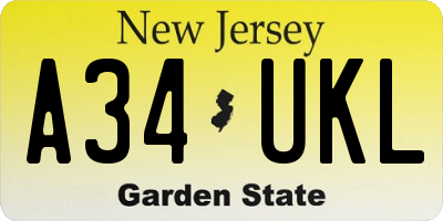 NJ license plate A34UKL
