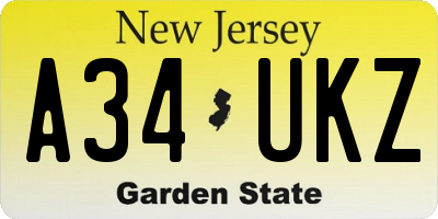 NJ license plate A34UKZ