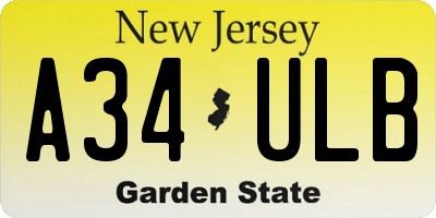NJ license plate A34ULB