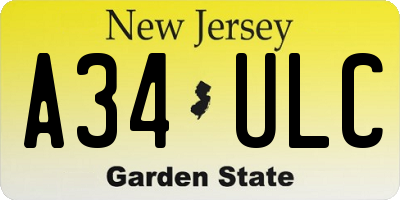 NJ license plate A34ULC
