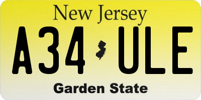 NJ license plate A34ULE