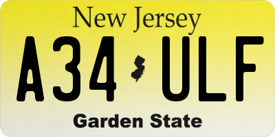 NJ license plate A34ULF