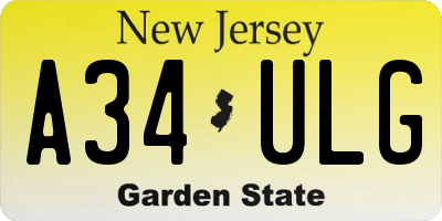 NJ license plate A34ULG