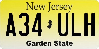 NJ license plate A34ULH
