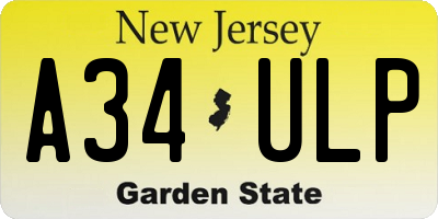 NJ license plate A34ULP