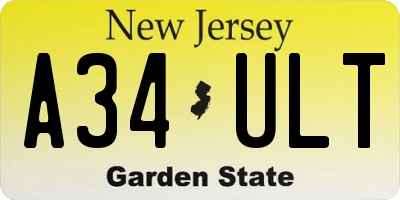 NJ license plate A34ULT