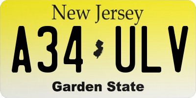 NJ license plate A34ULV