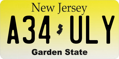 NJ license plate A34ULY