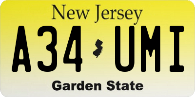 NJ license plate A34UMI
