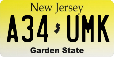NJ license plate A34UMK