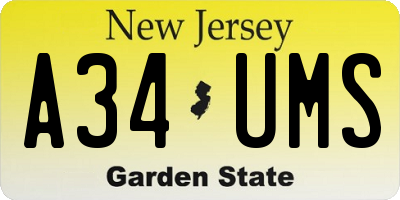 NJ license plate A34UMS