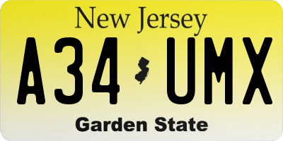 NJ license plate A34UMX
