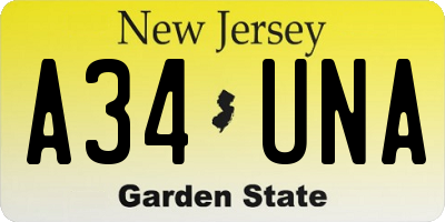 NJ license plate A34UNA